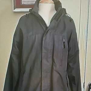 Pacific Trail Black Hooded Waterproof Raincoat with Chest Zip